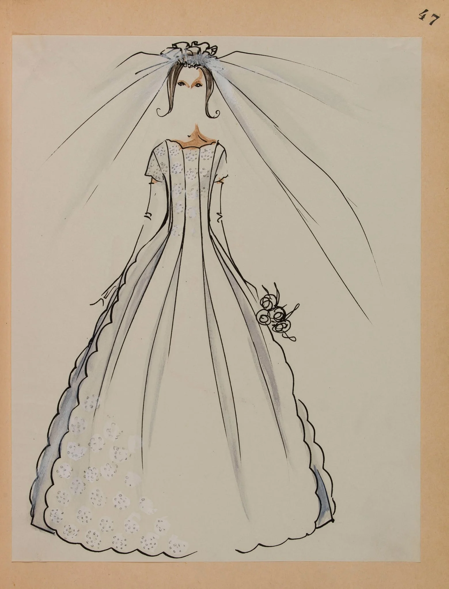 Robe de mariée festonnée et son voile