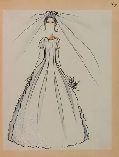 Robe de mariée festonnée et son voile