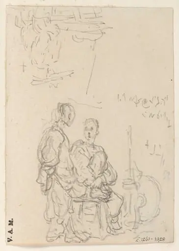 Two Chinese figures with barber's equipment