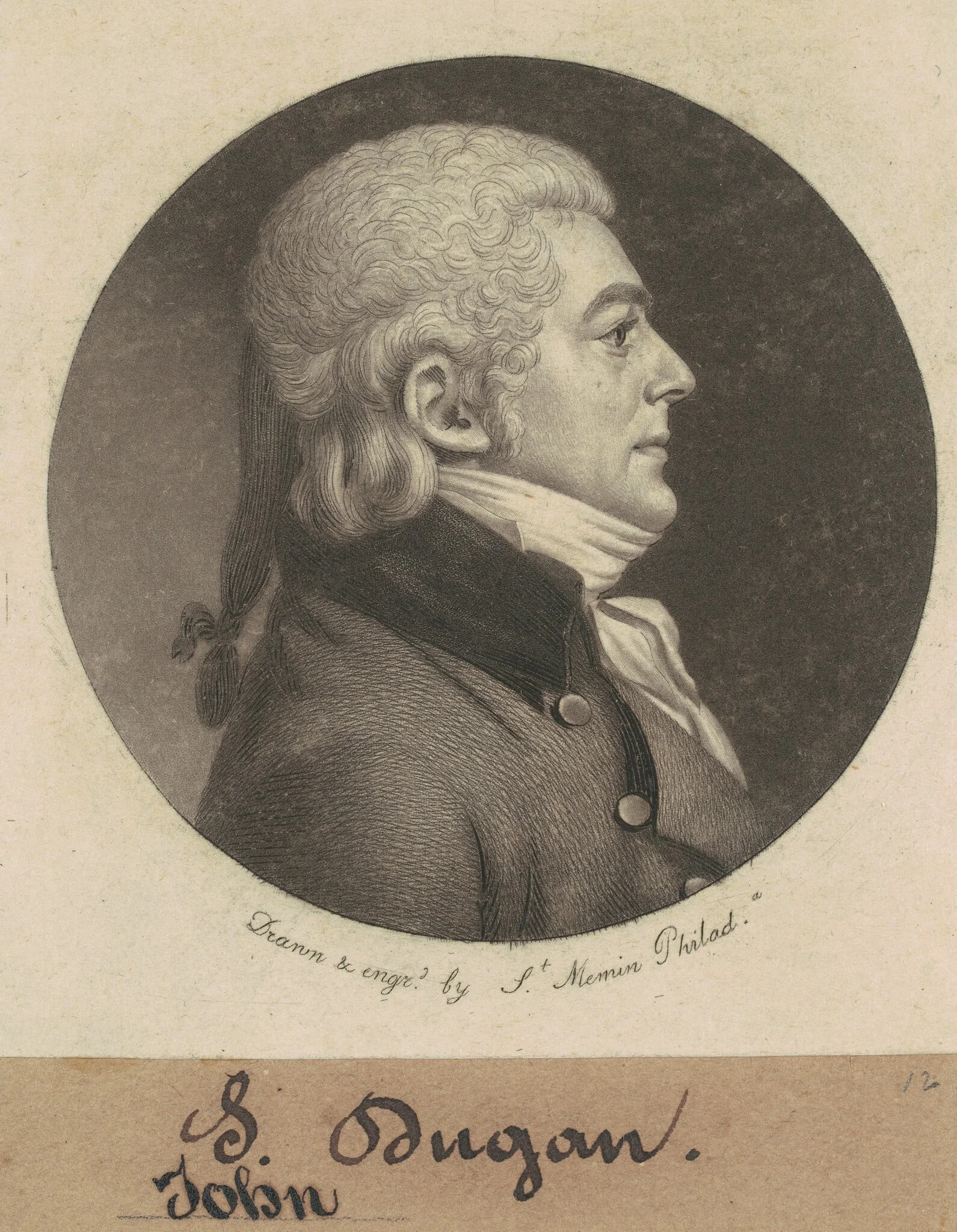 John Dugan, by Charles Balthazar Julien Févret de Saint-Mémin, ink, 1799