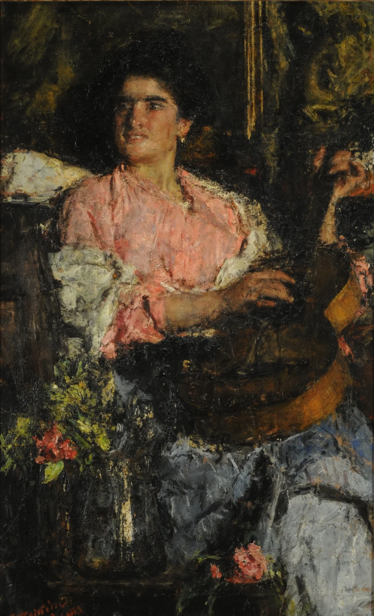 Happy song, by Antonio Mancini, oil, 1900