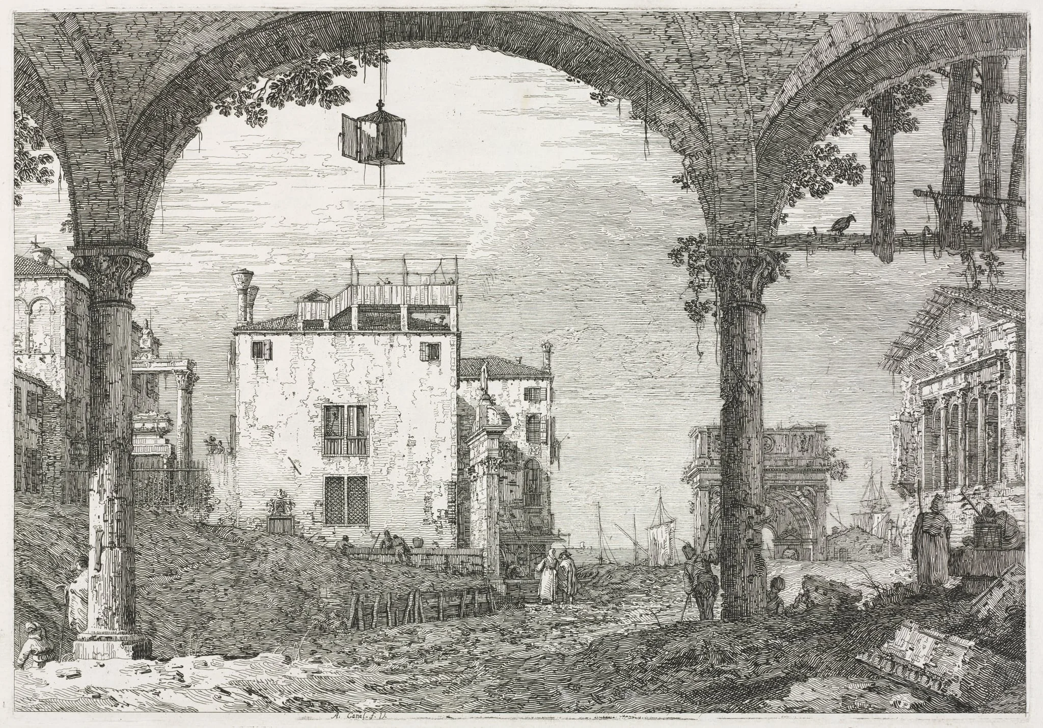 Views: The Portico with the Lantern, by Canaletto, 1740
