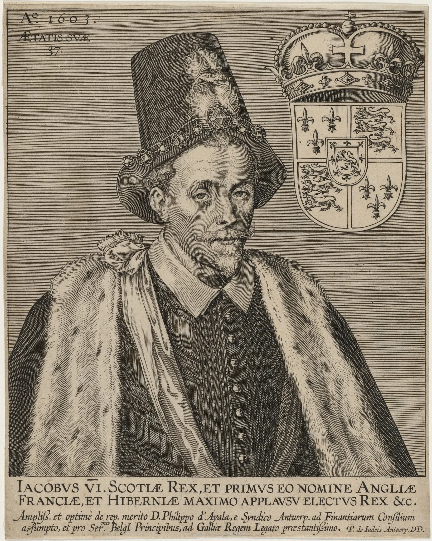 James VI, King of Scotland, by Pieter de Jode I, ink, 1603
