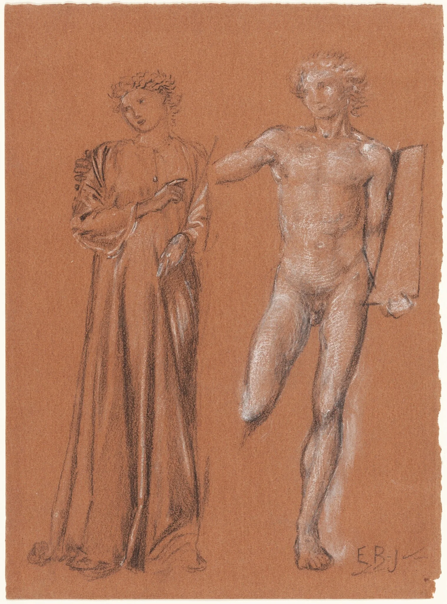Orpheus and Eurydice, by Edward Coley, Sir Burne-Jones, graphite, 1866