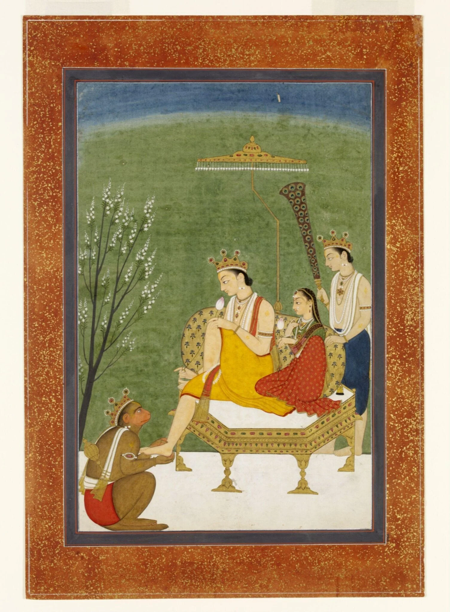 Rama, Sita and Hanuman, by Unknown, paint, 1765