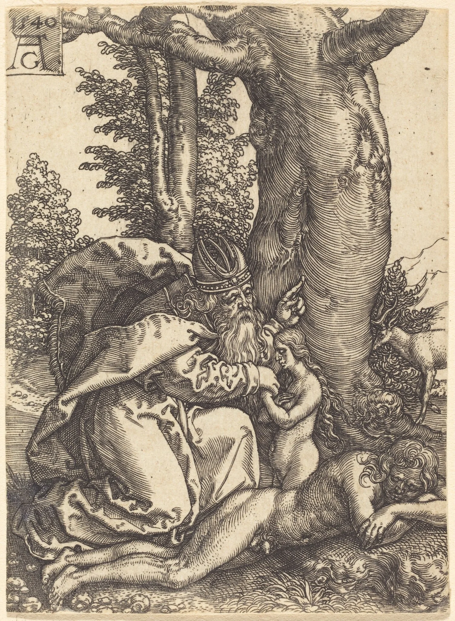 The Creation of Eve, by Heinrich Aldegrever, ink, 1540