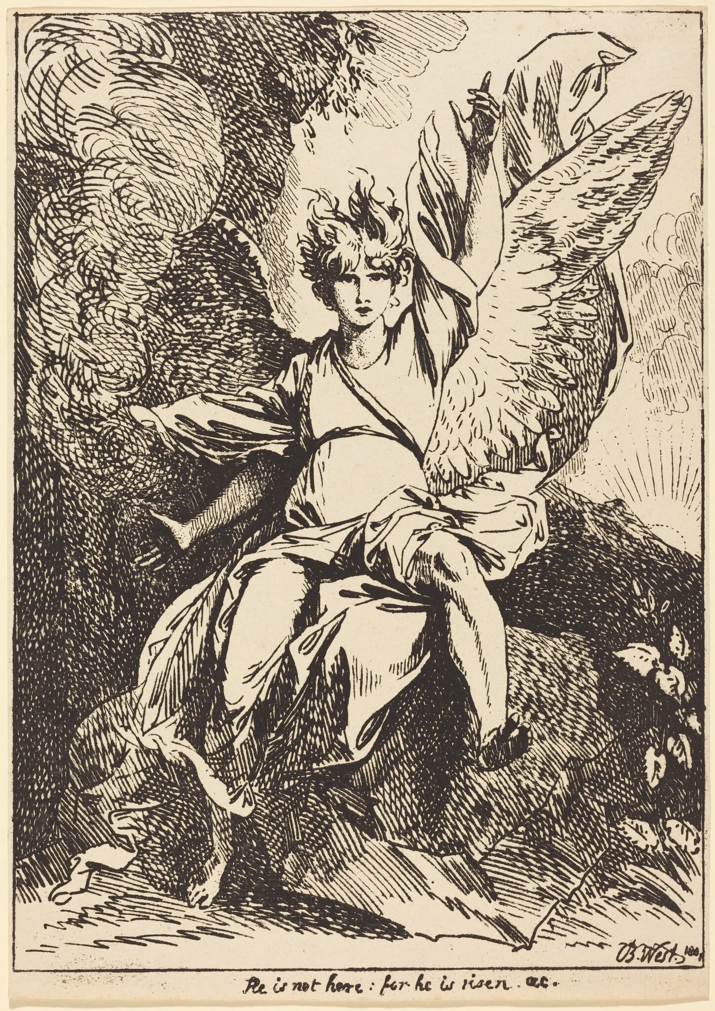 Angel of the Resurrection, by Benjamin West, ink, 1801