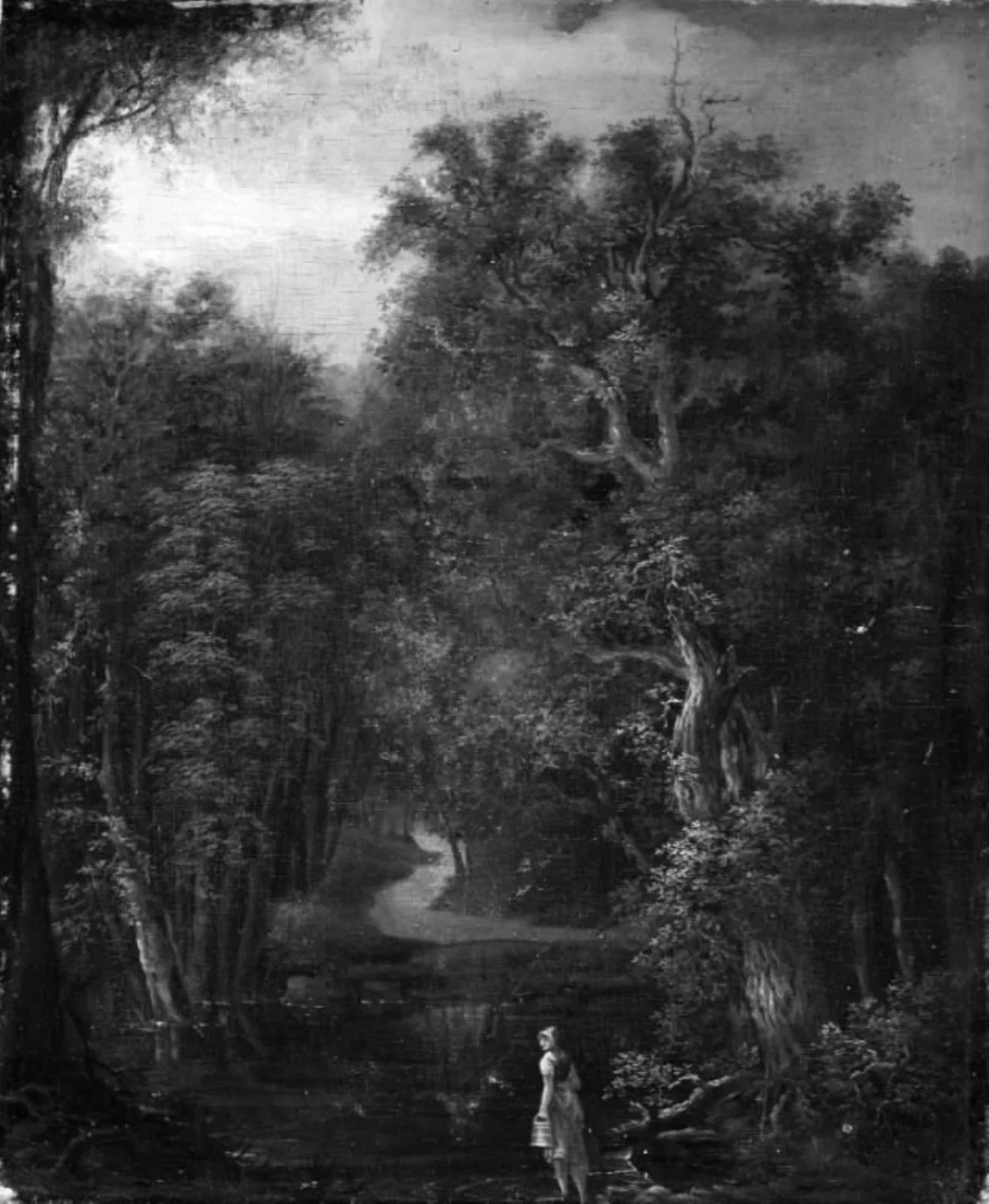 Skovlandskab med en malkepige, by Unknown, 1809