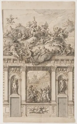 Design for a wall and ceiling painting, possibly for Chatsworth, Derbyshire