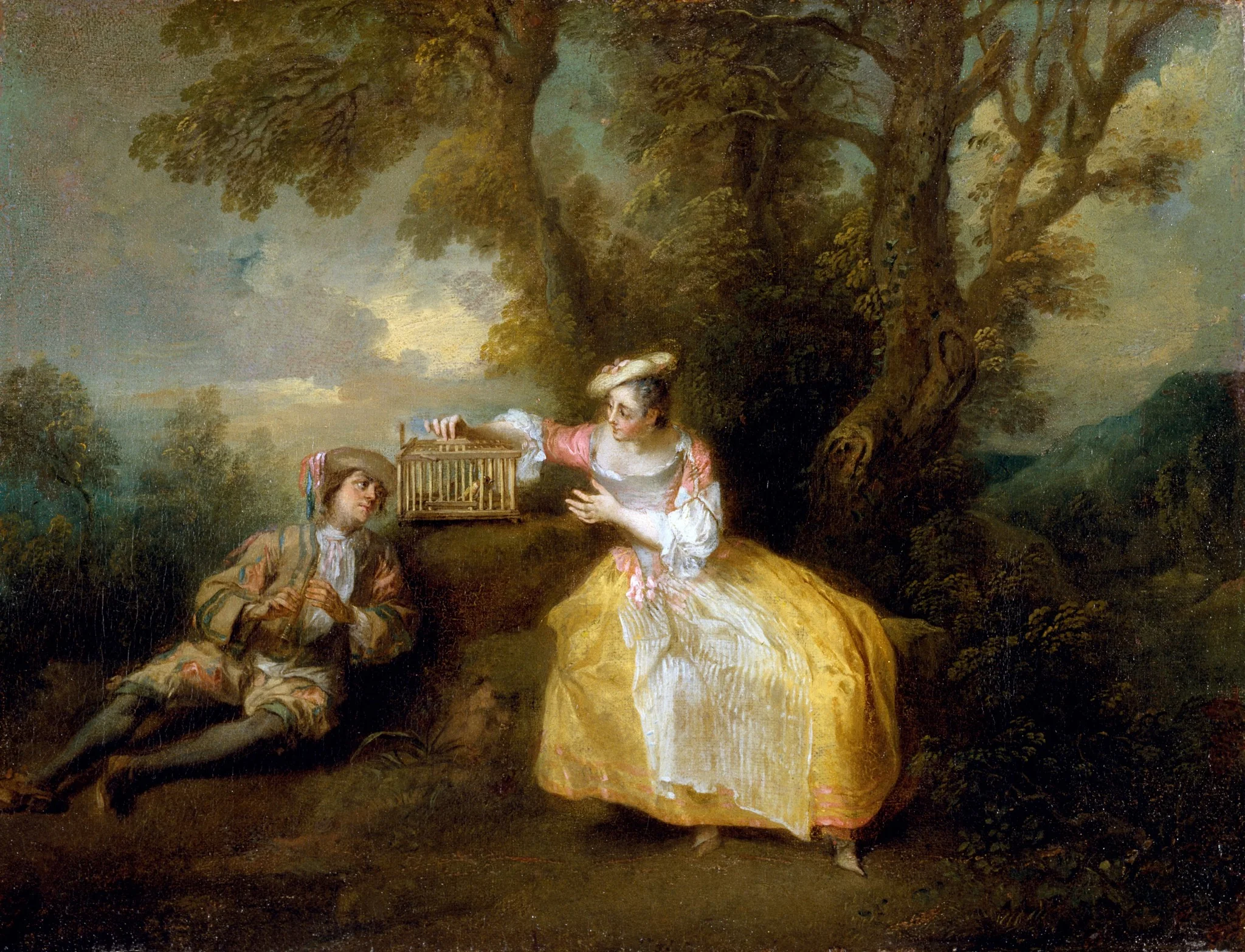 The Captive Bird, by Nicolas Lancret, oil, 1726