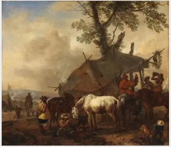 Cavalry Halted at a Sutler's Tent
