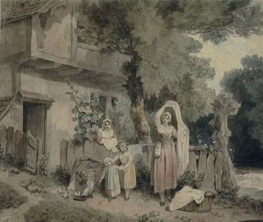 Landscape with cottage and stream