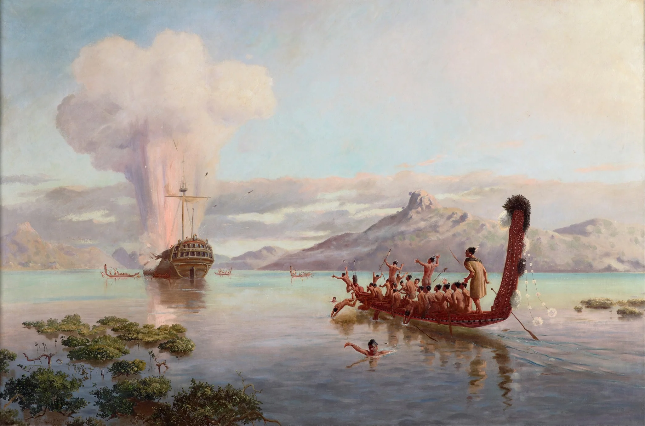 The blowing up of the Boyd, by Louis John Steele, oil, 1895