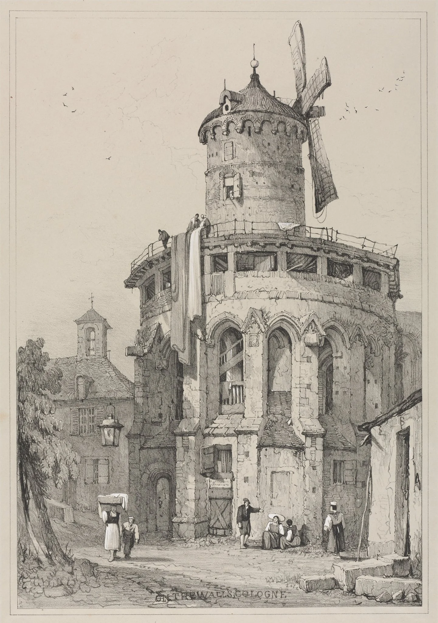 Facsimiles of Sketches Made in Flanders and Germany: On the Walls, Cologne, by Samuel Prout, 1833