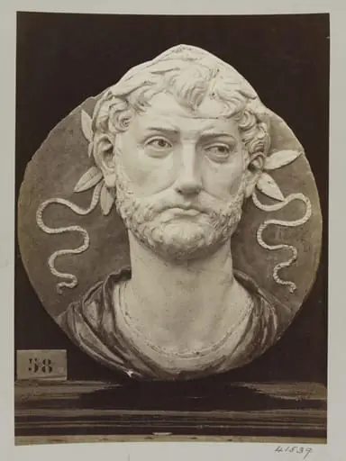 Head of the Emperor Antonius in white enamel
