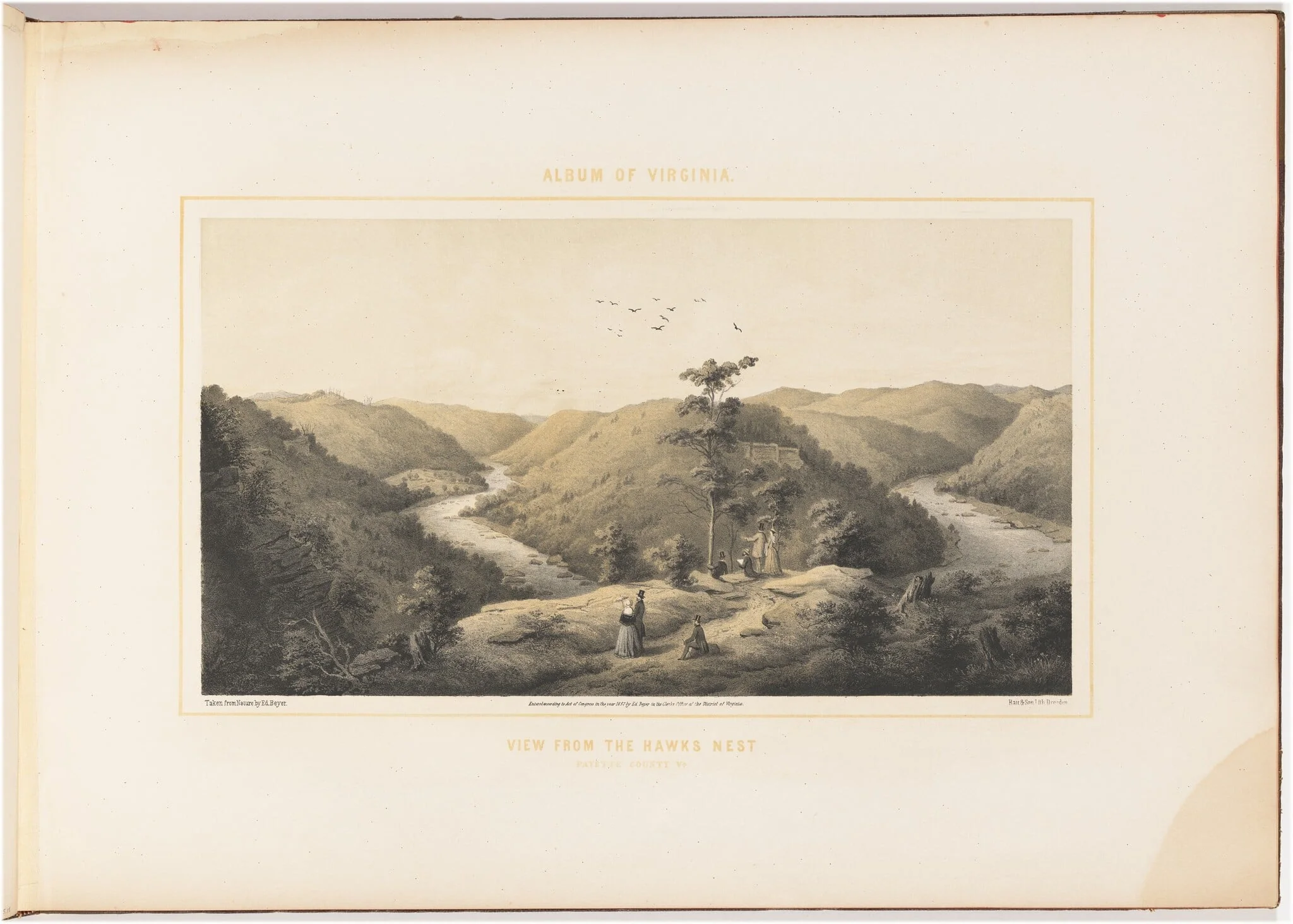 View from the Hawks Nest, by Woldemar Rau, ink, 1857