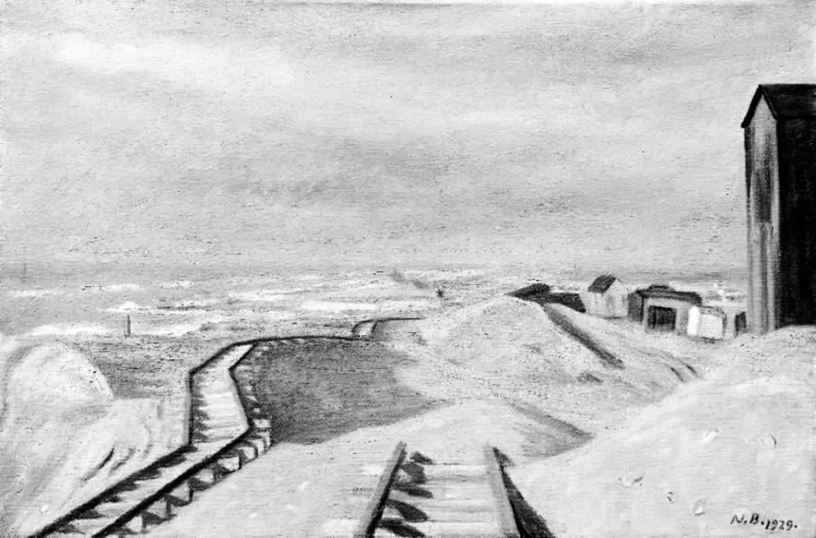 Ved høfdearbejdspladsen. Efterårssol, by Unknown, 1929