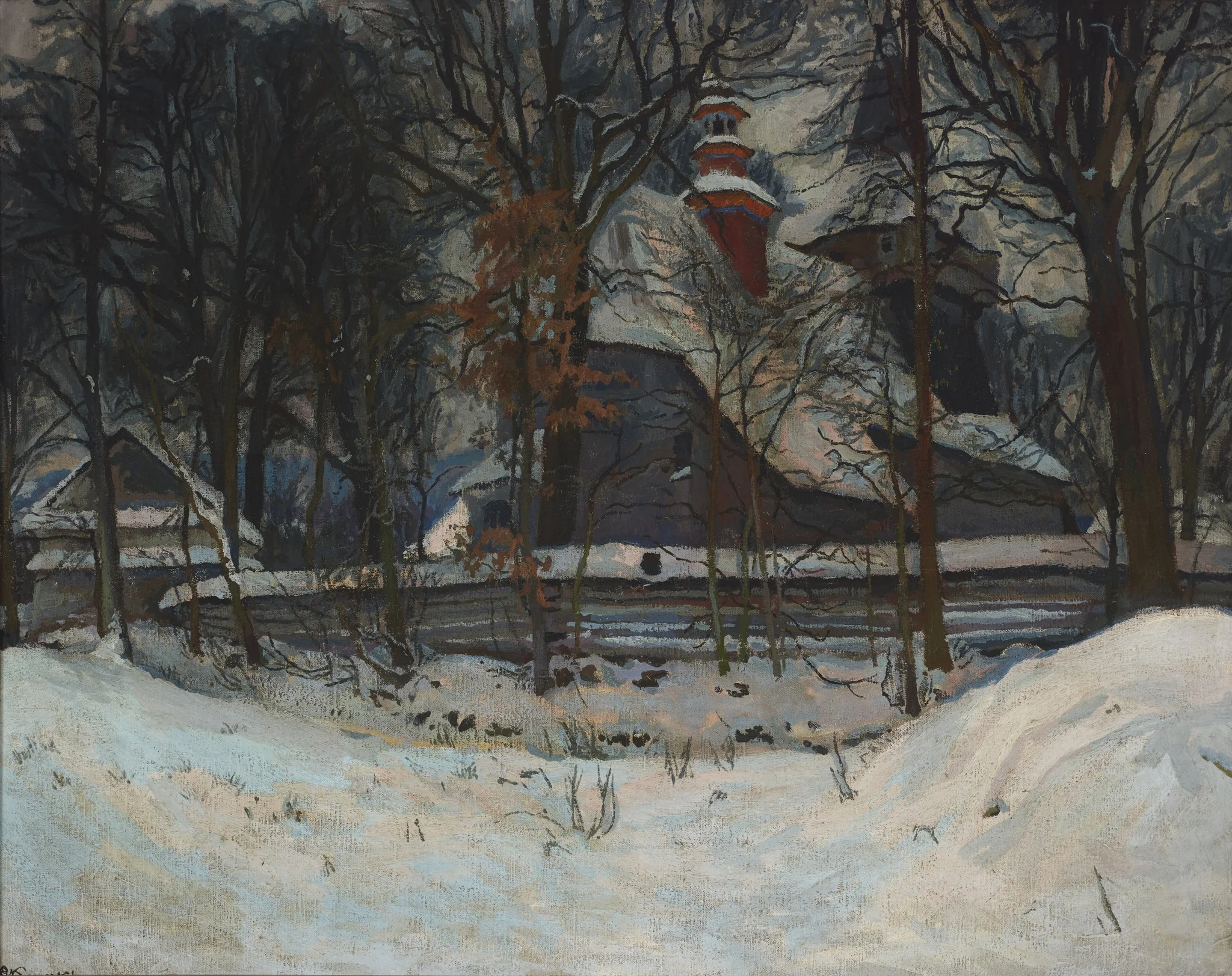 Church at Wola Radziszowska, by Stanisław Kamocki, oil, 1907