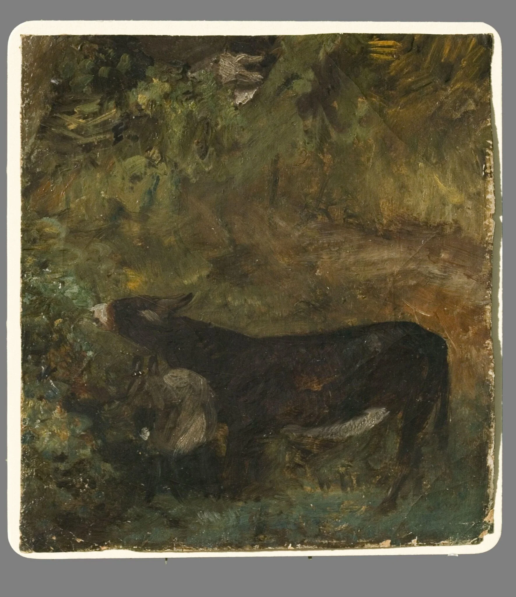 A Donkey with a Foal: Study for <i>The Cornfield</i>, by John Constable, oil, 1826