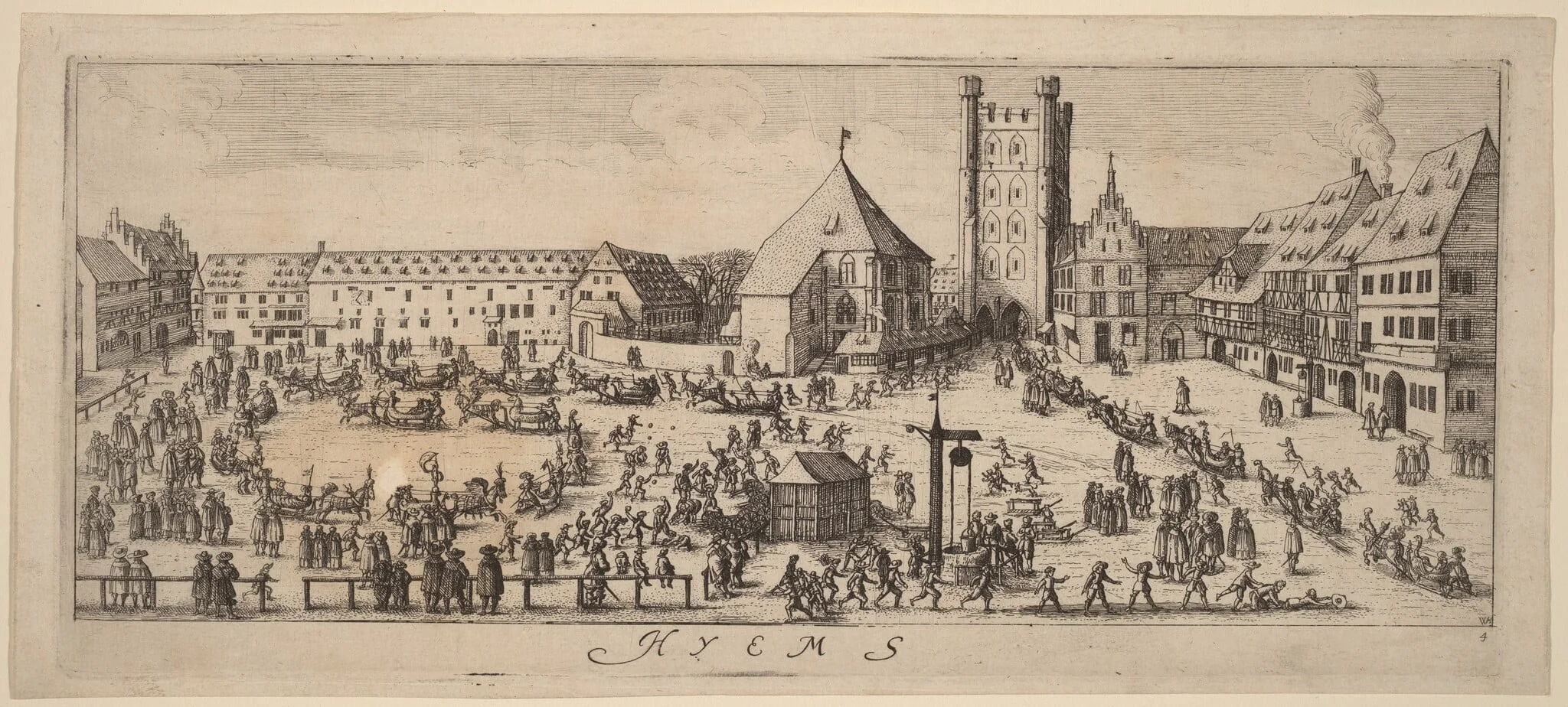 Winter: The Parade Ground, by Wenceslaus Hollar, ink, 1628