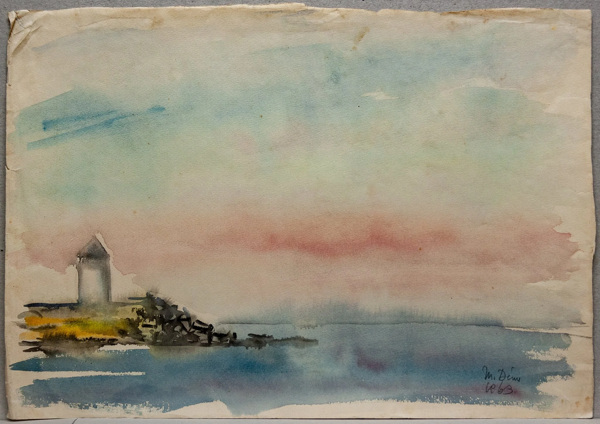 D 1 - Peisaj pe Dunăre (Far și Dunăre în amurg), by Medi Wechsler Dinu, 1958