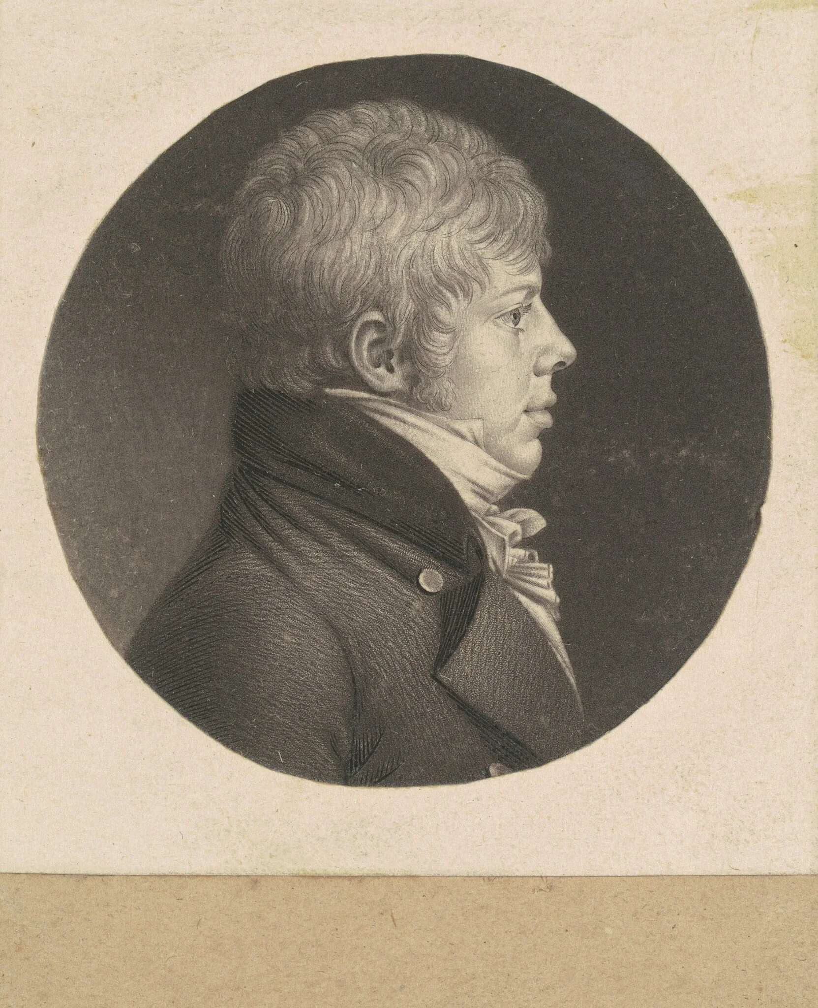 Unidentified Man, by Charles Balthazar Julien Févret de Saint-Mémin, ink, 1800