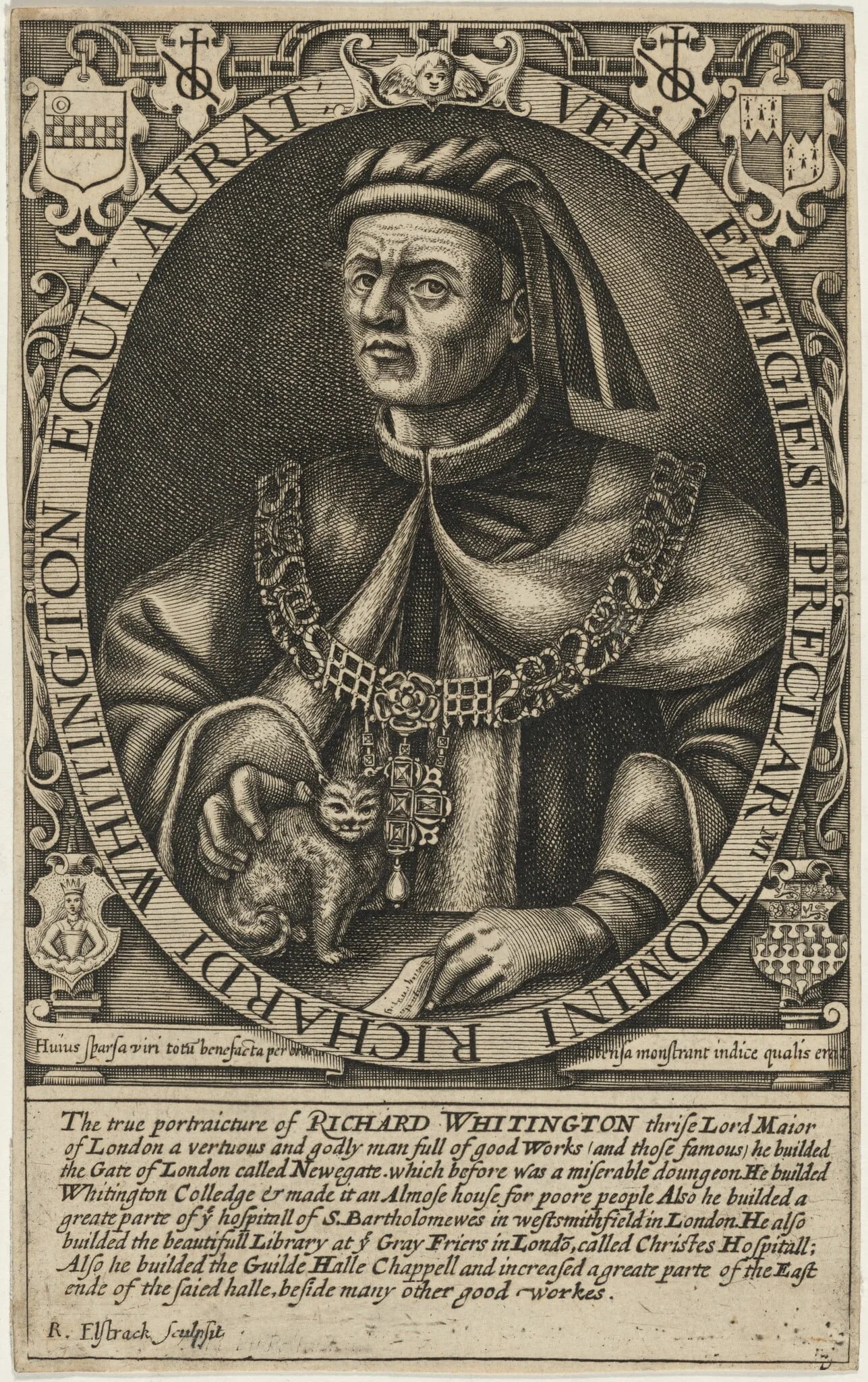 Sir Richard Whittington, by Renold Elstrack, ink, 1598
