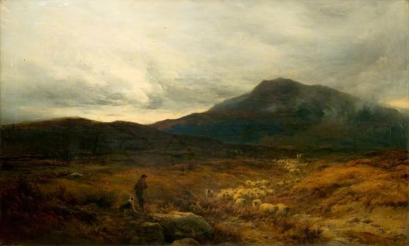 Welsh Moor with Sheep, by Alfred Walter Williams, oil, 1890