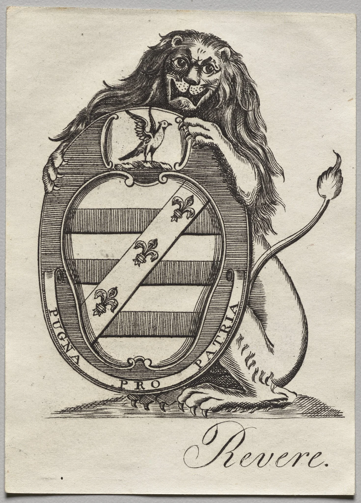 Bookplate:  Coat of Arms, by Paul Revere II, 1785
