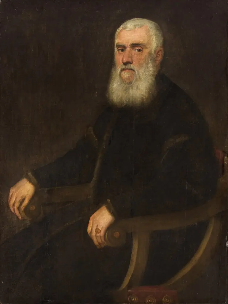 Portrait of a white-bearded man in an armchair
