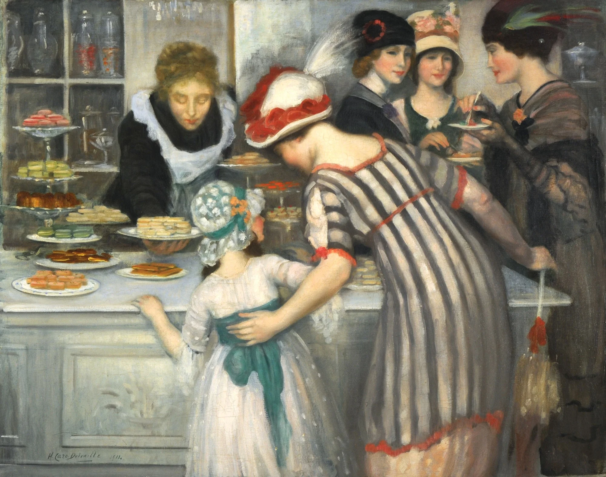 Dans la patisserie, by Henry Caro-Delvaille, oil, 1911