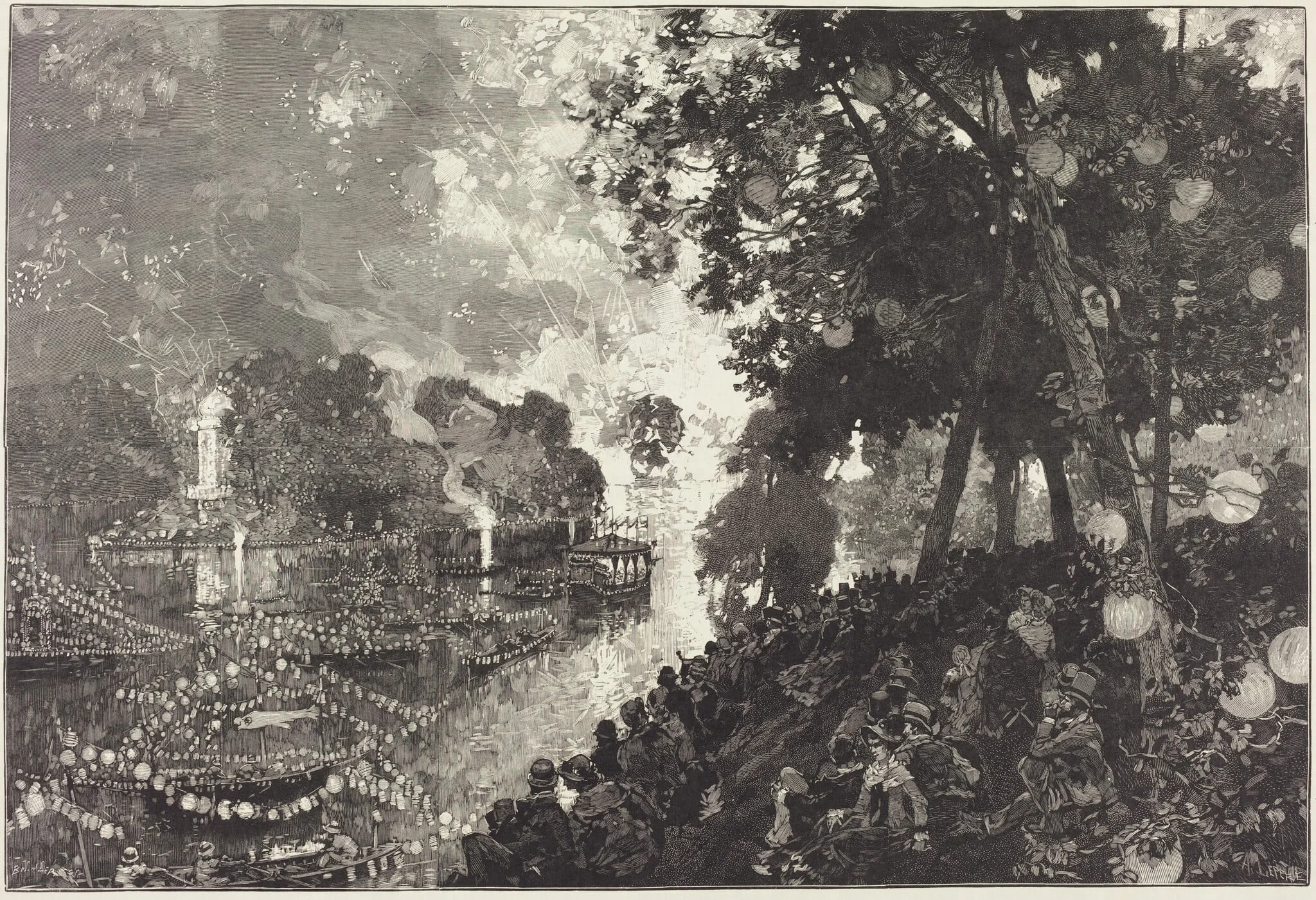 La Neige À Paris, by Auguste Lepère, ink, 1882