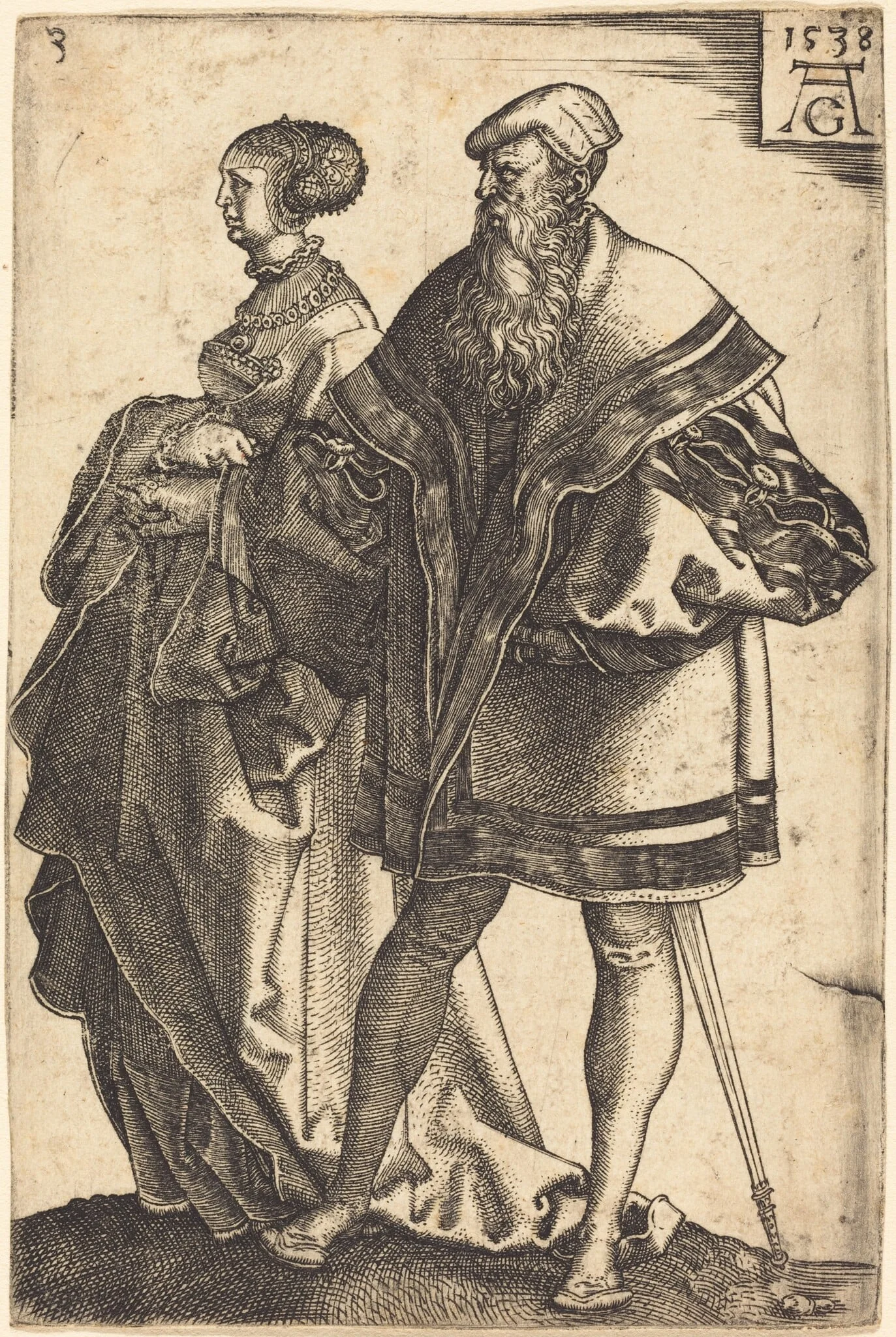 Large Wedding Dancers, by Heinrich Aldegrever, ink, 1538