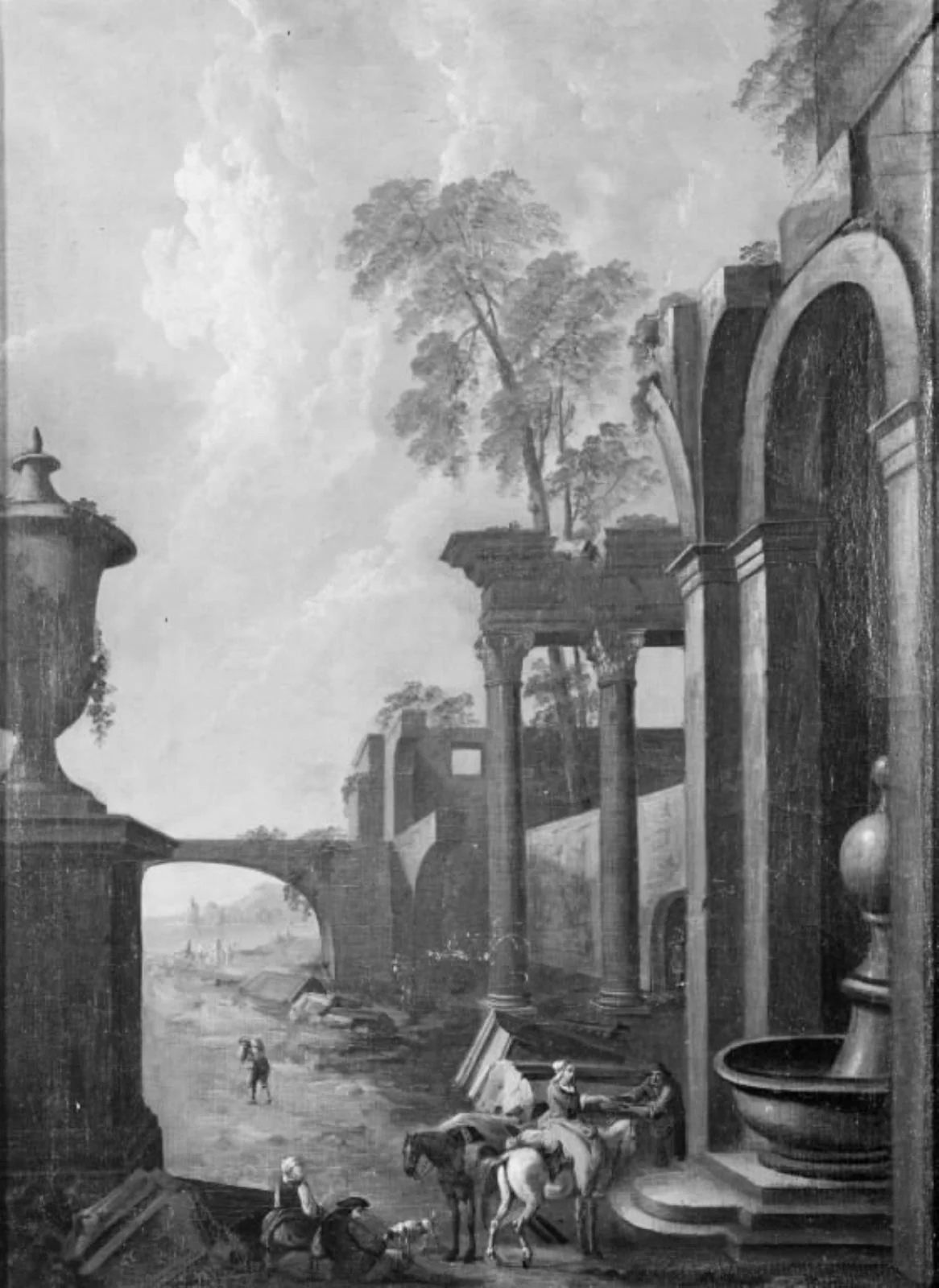 Ruins in a Landscape, by Unknown, oil