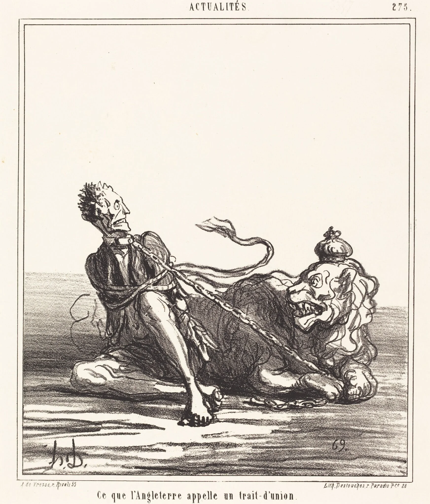 Ce que l'Angleterre appelle un trait-d'union, by Honoré Daumier, ink, 1867