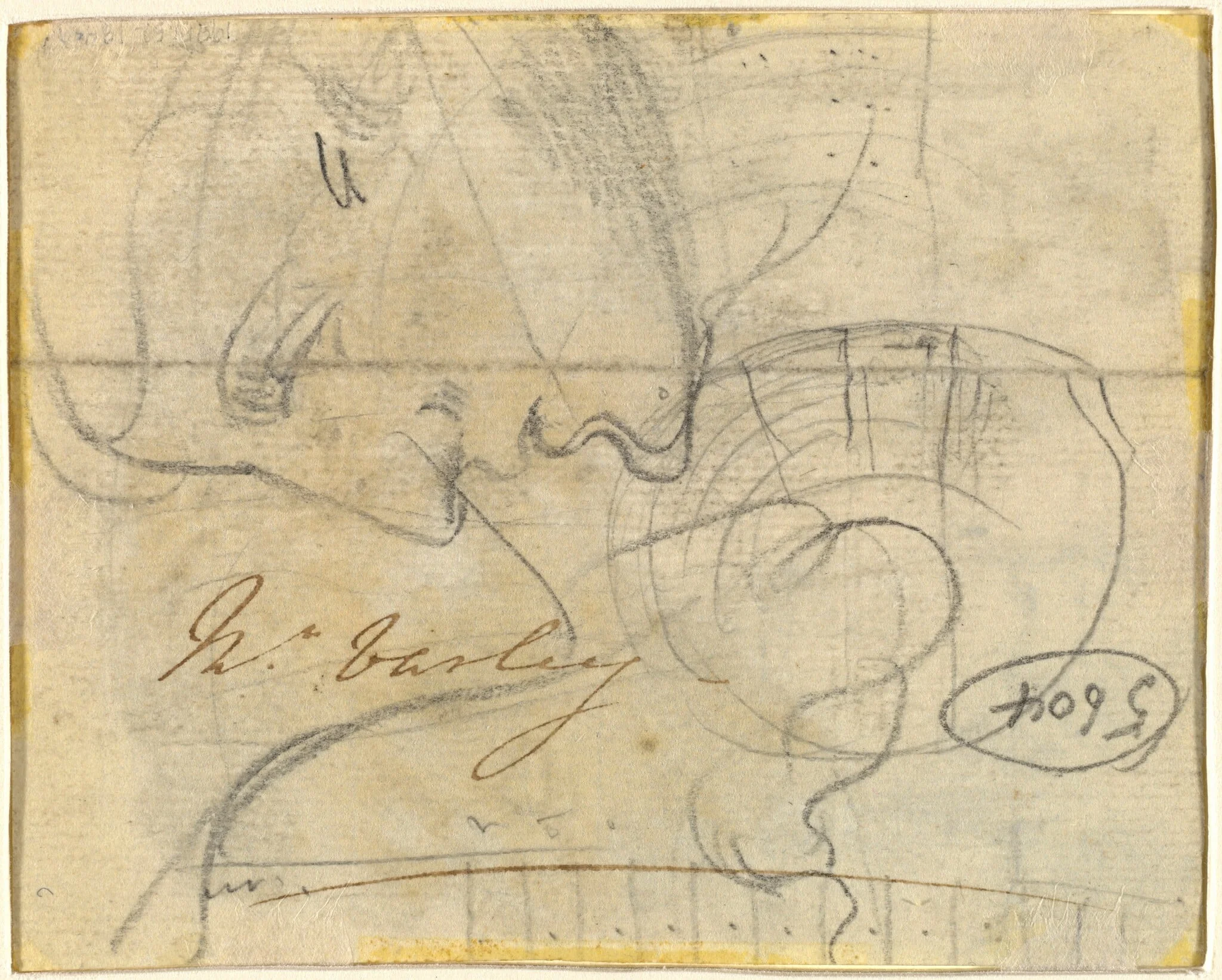 Study of a Head in Profile [verso], by John Varley, graphite, 1810