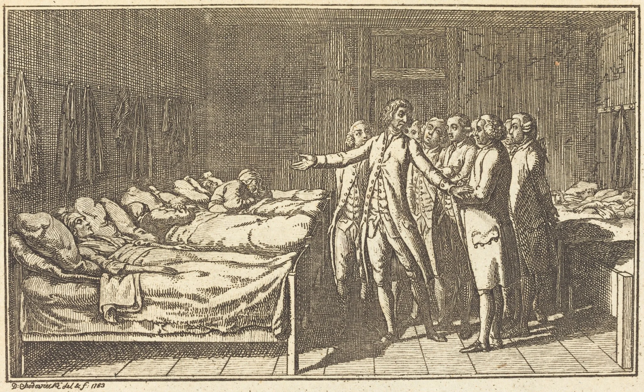 A Welcome Guest, by Daniel Nikolaus Chodowiecki, ink, 1784