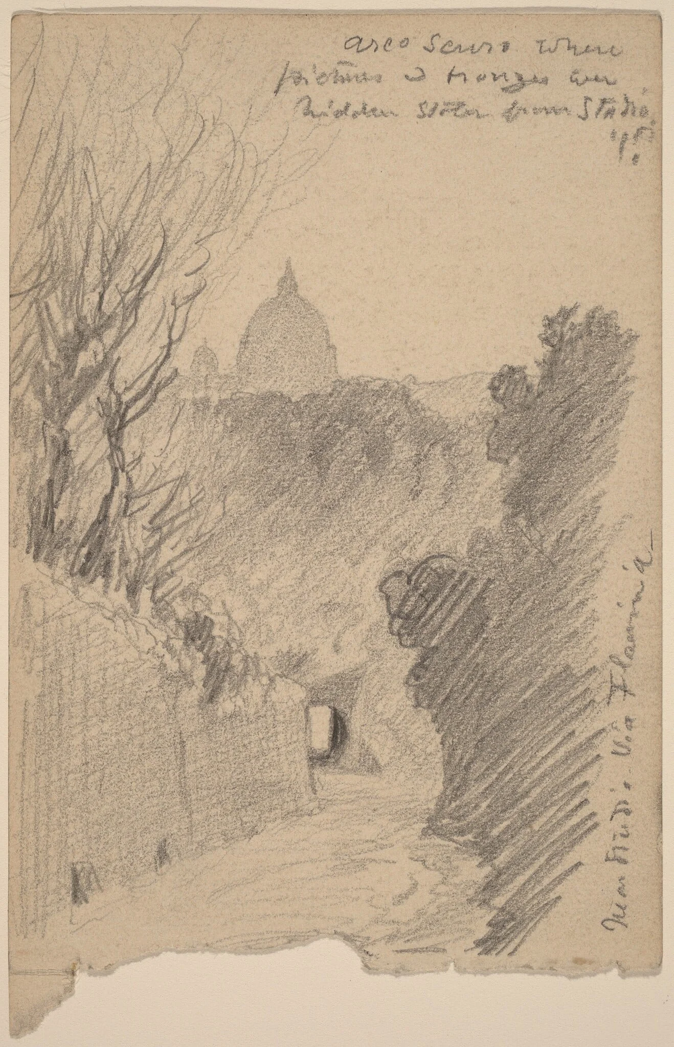 Arco Oscuro--Over the Via Fiaminia, by Elihu Vedder, graphite, 1890
