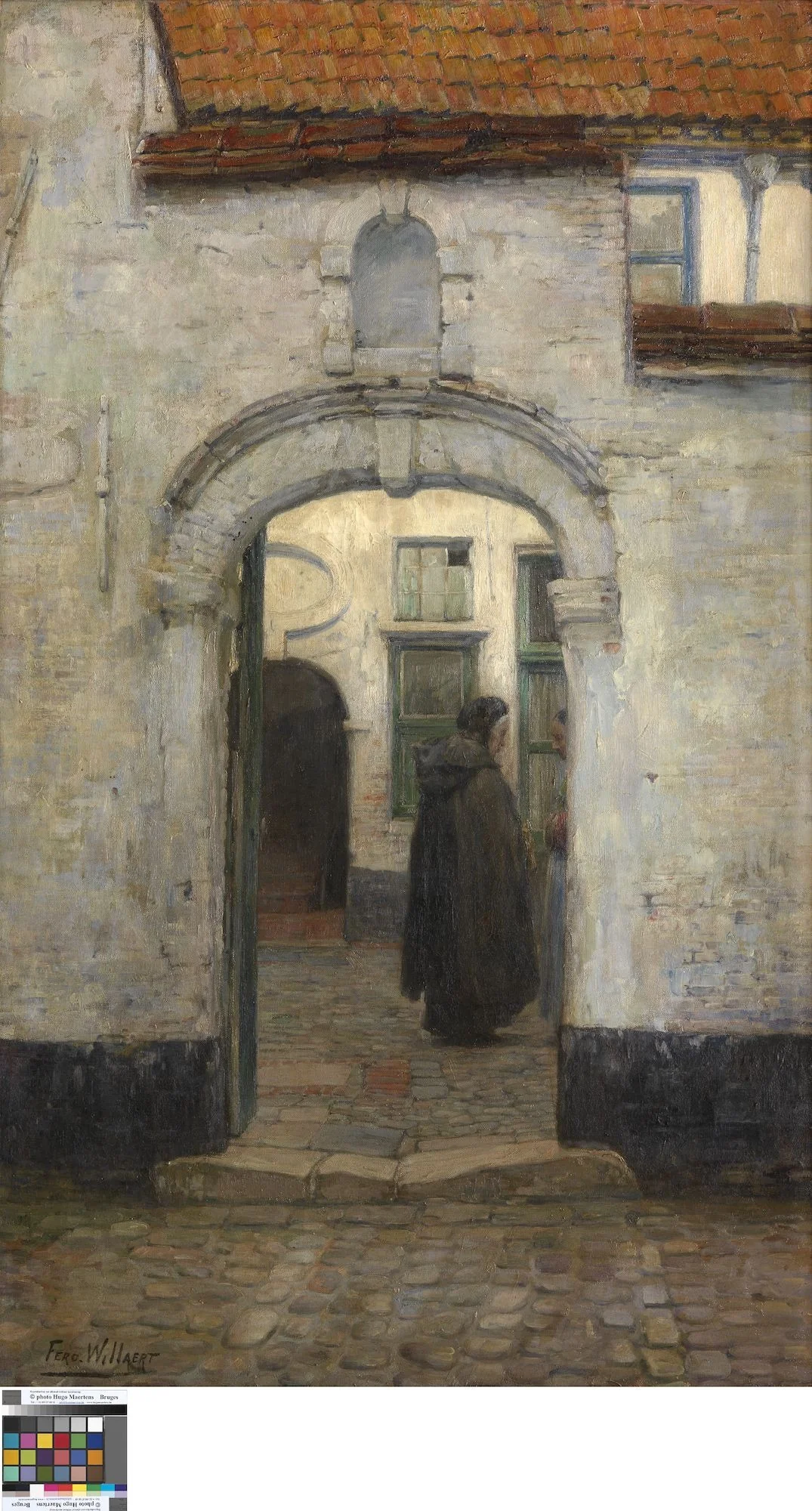 Begijnhof te Mechelen, by Ferdinand Willaert, oil, 1861