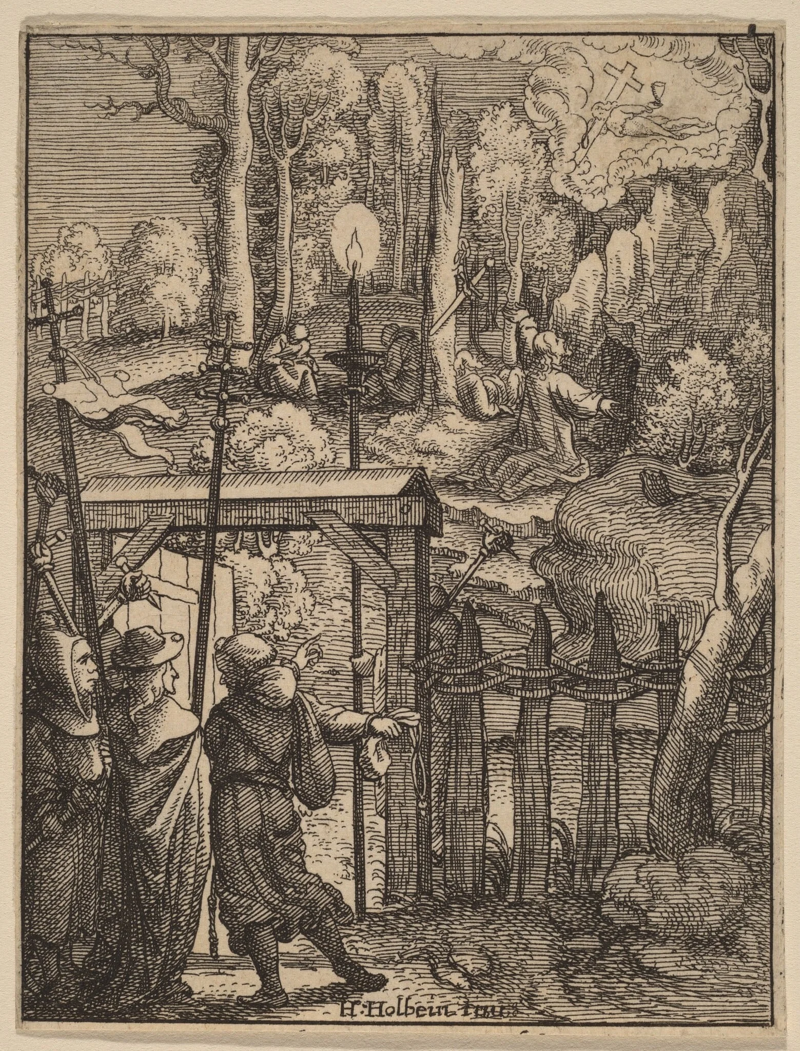 Jesus on the Mount of Olives, by Wenceslaus Hollar, ink, 1642
