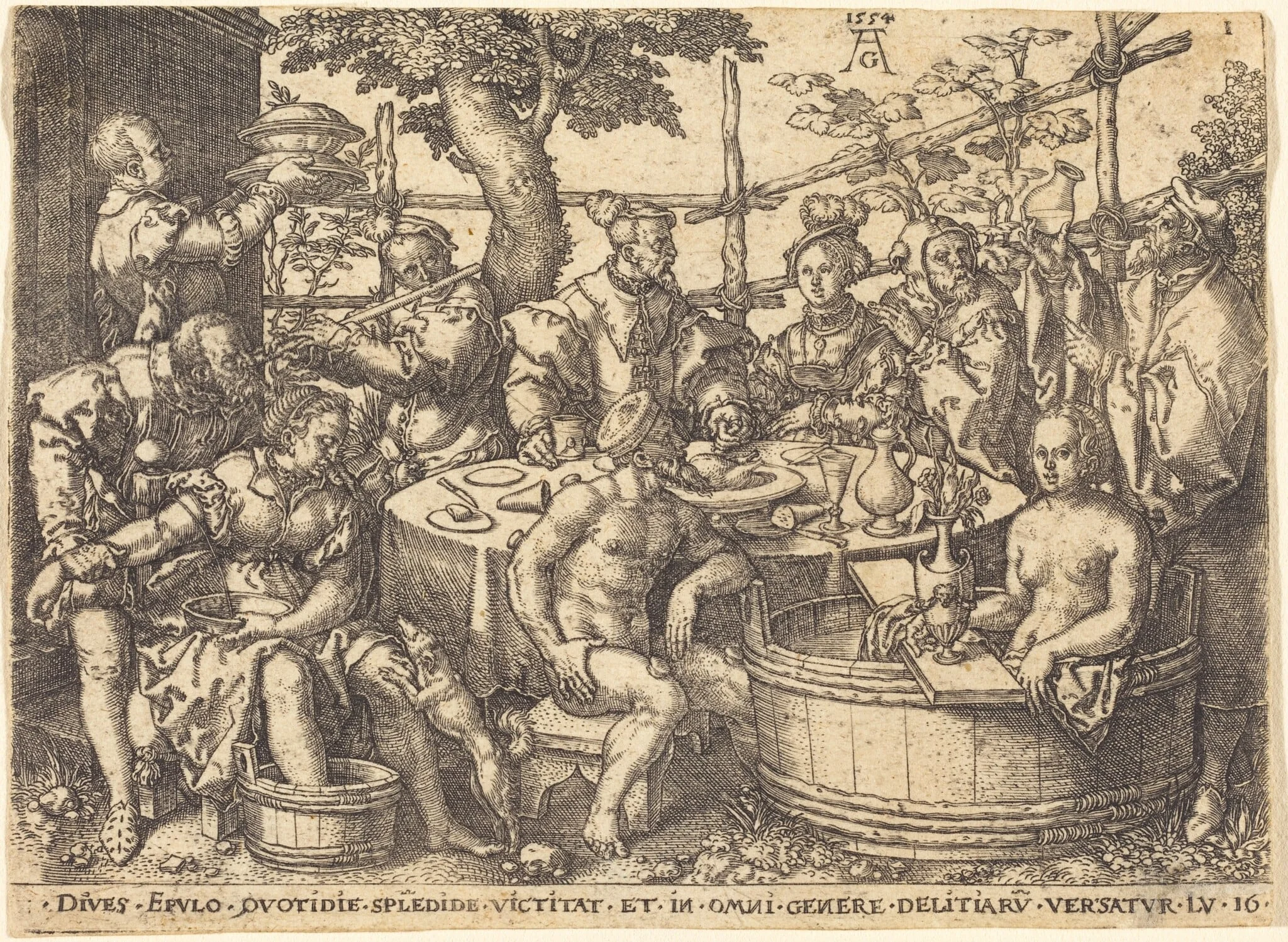 The Rich Man at the Table, by Heinrich Aldegrever, ink, 1554