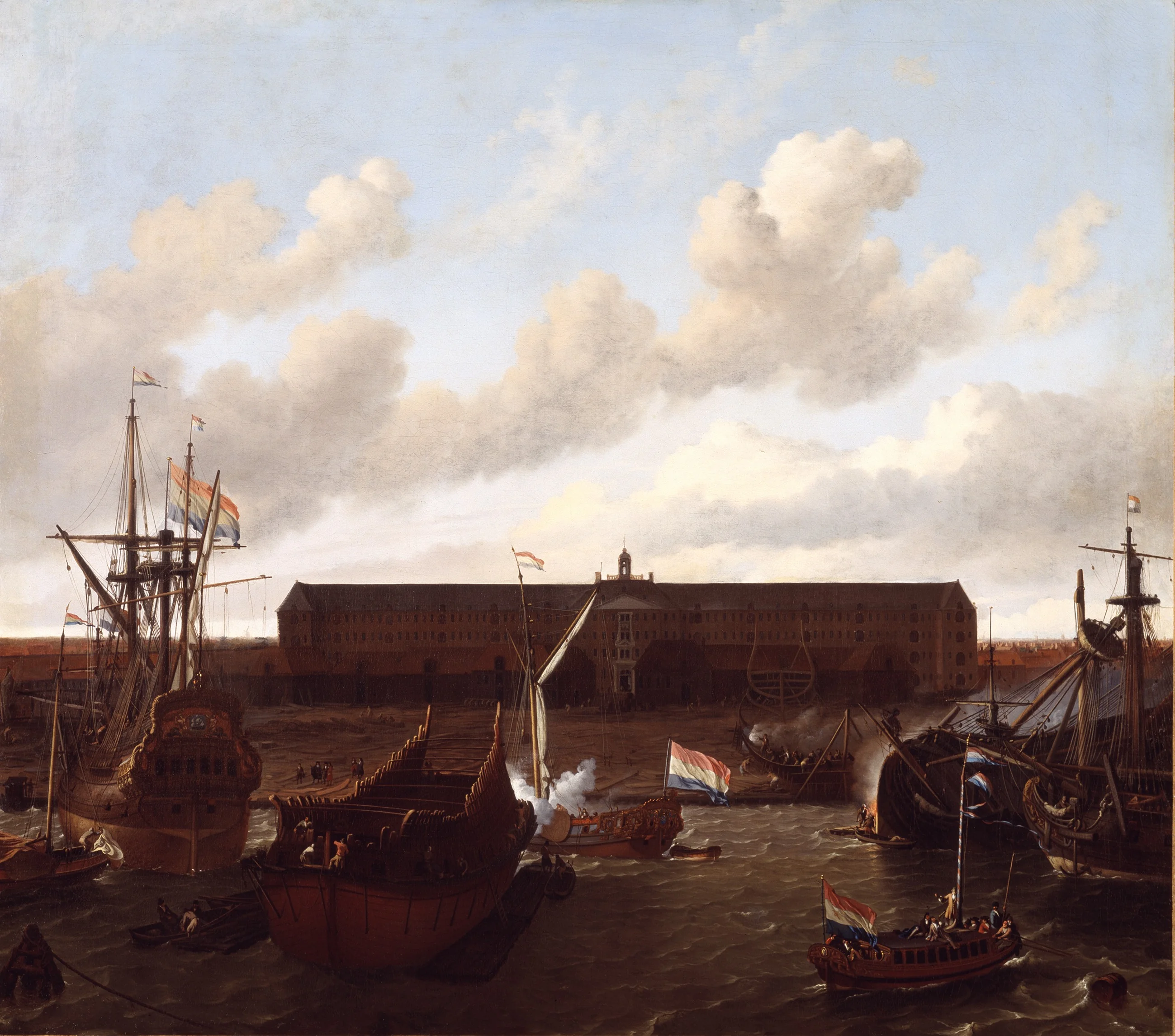 The dock of the Dutch East India Company at Amsterdam