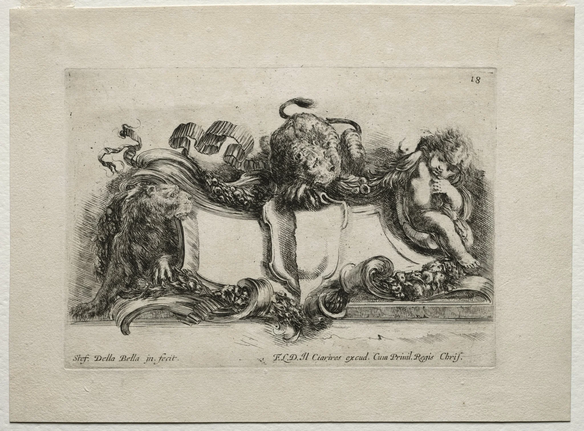 Collection of Various Caprices and New Designs of Cartouches and Ornaments:  No 18, by Stefano Della Bella, 1646