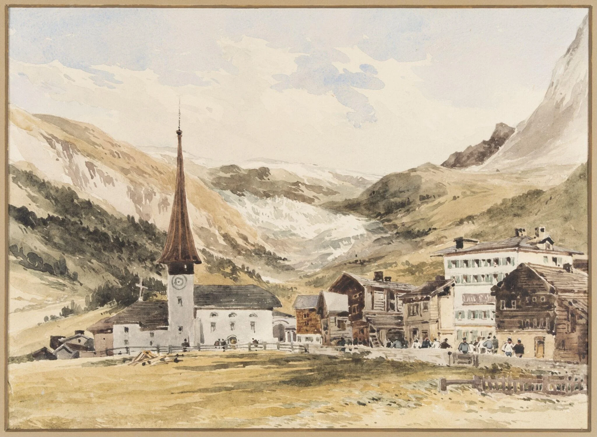 Church at Zermatt, Switzerland, by Charles Claude Pyne, watercolor, 1822