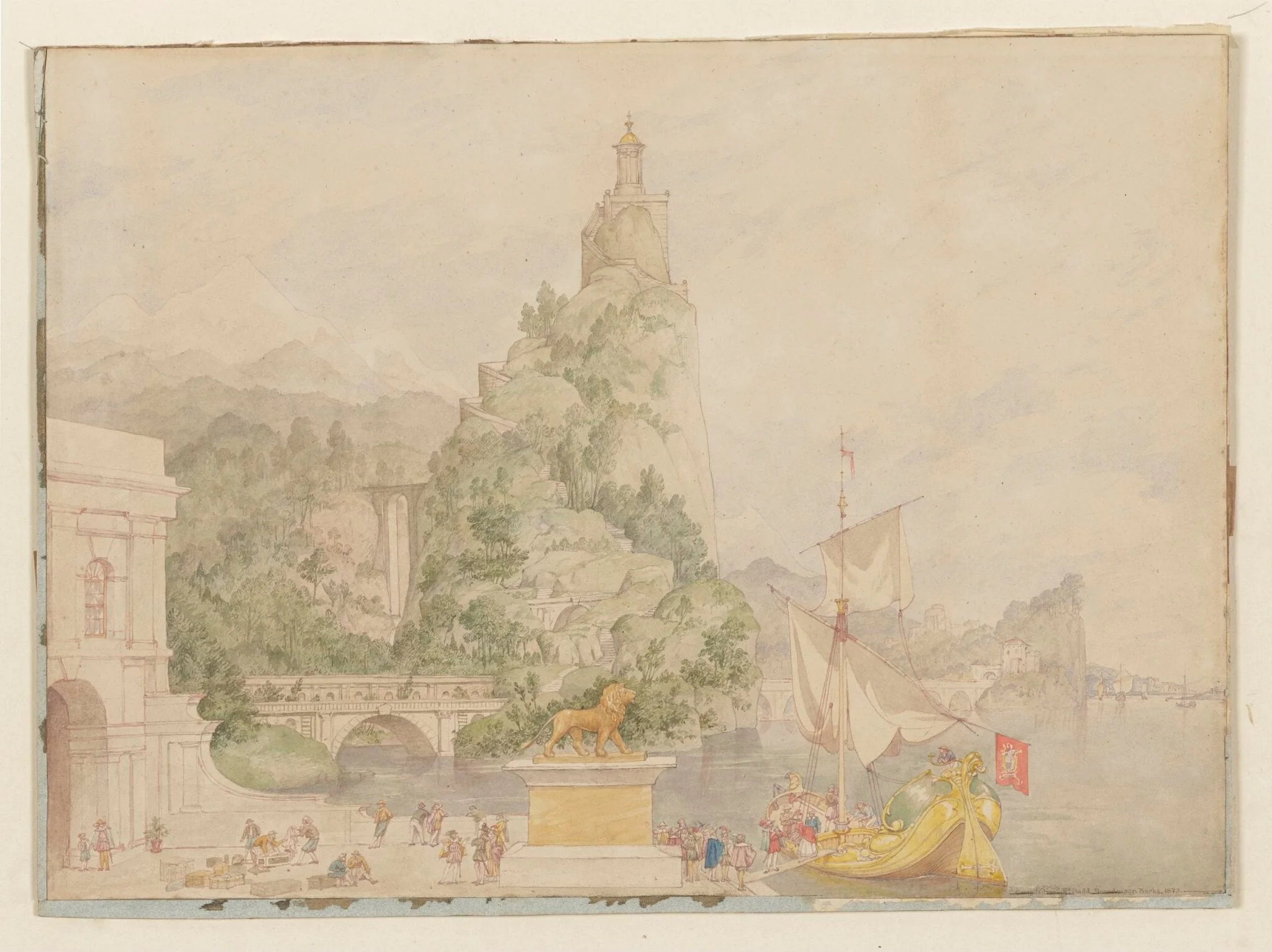 Design for the Broadmoor Stage Drop-Curtain, by Richard Dadd, watercolor, 1873