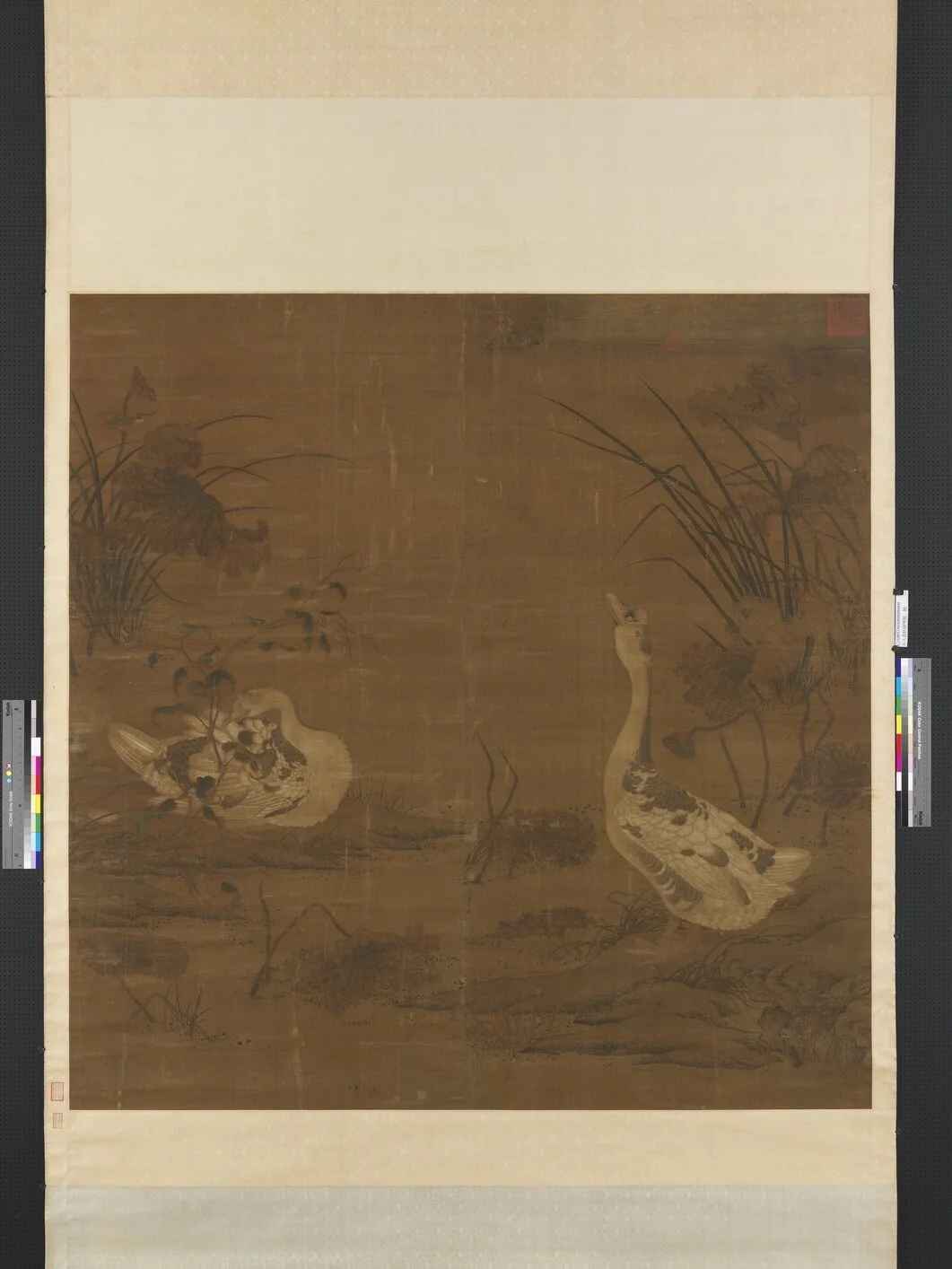 宋人畫秋塘雙雁　軸, by Unknown, unspecified, 1850