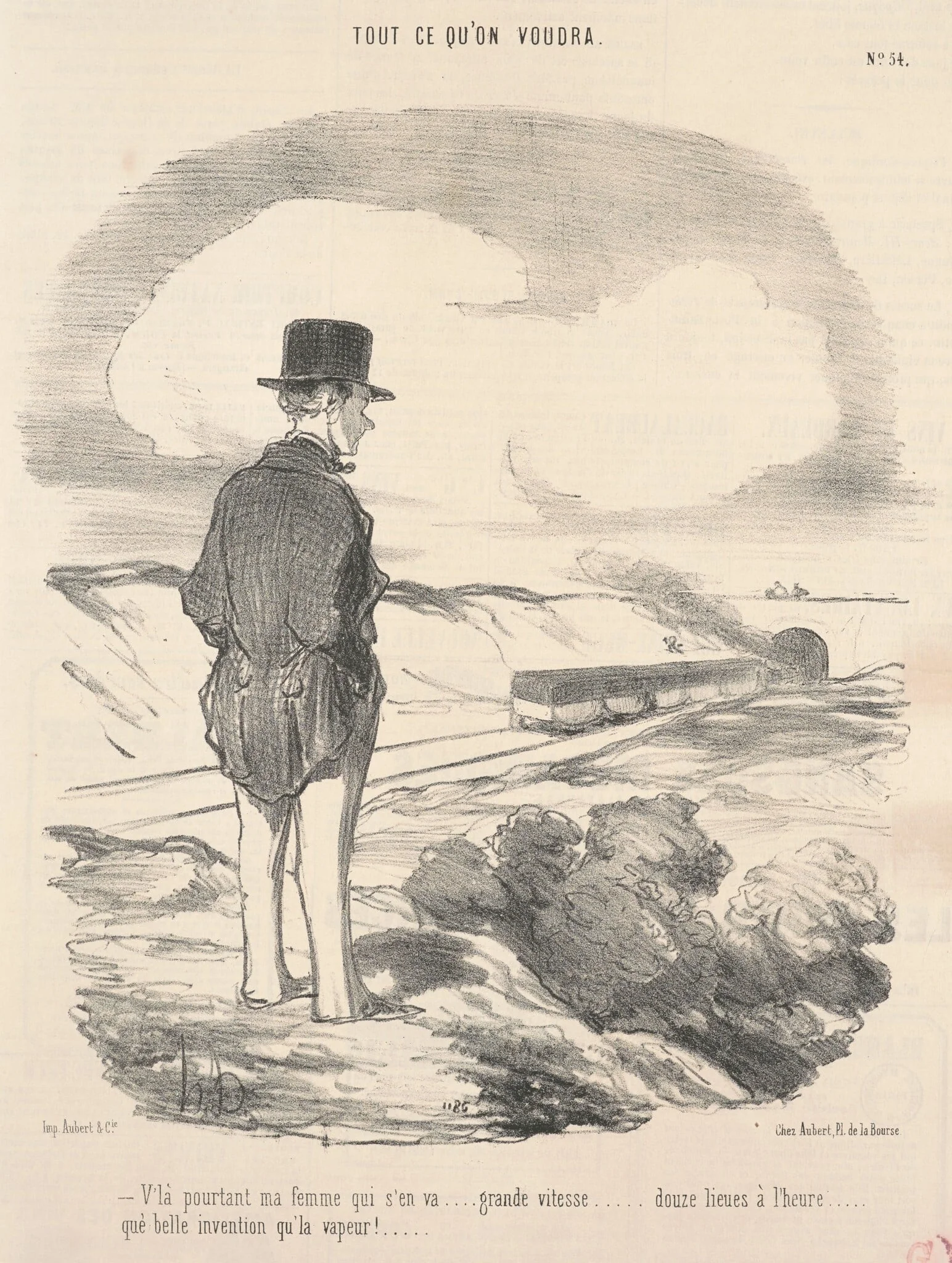 V'la pourtant ma femme qui s'en va ..., by Honoré Daumier, ink, 1850