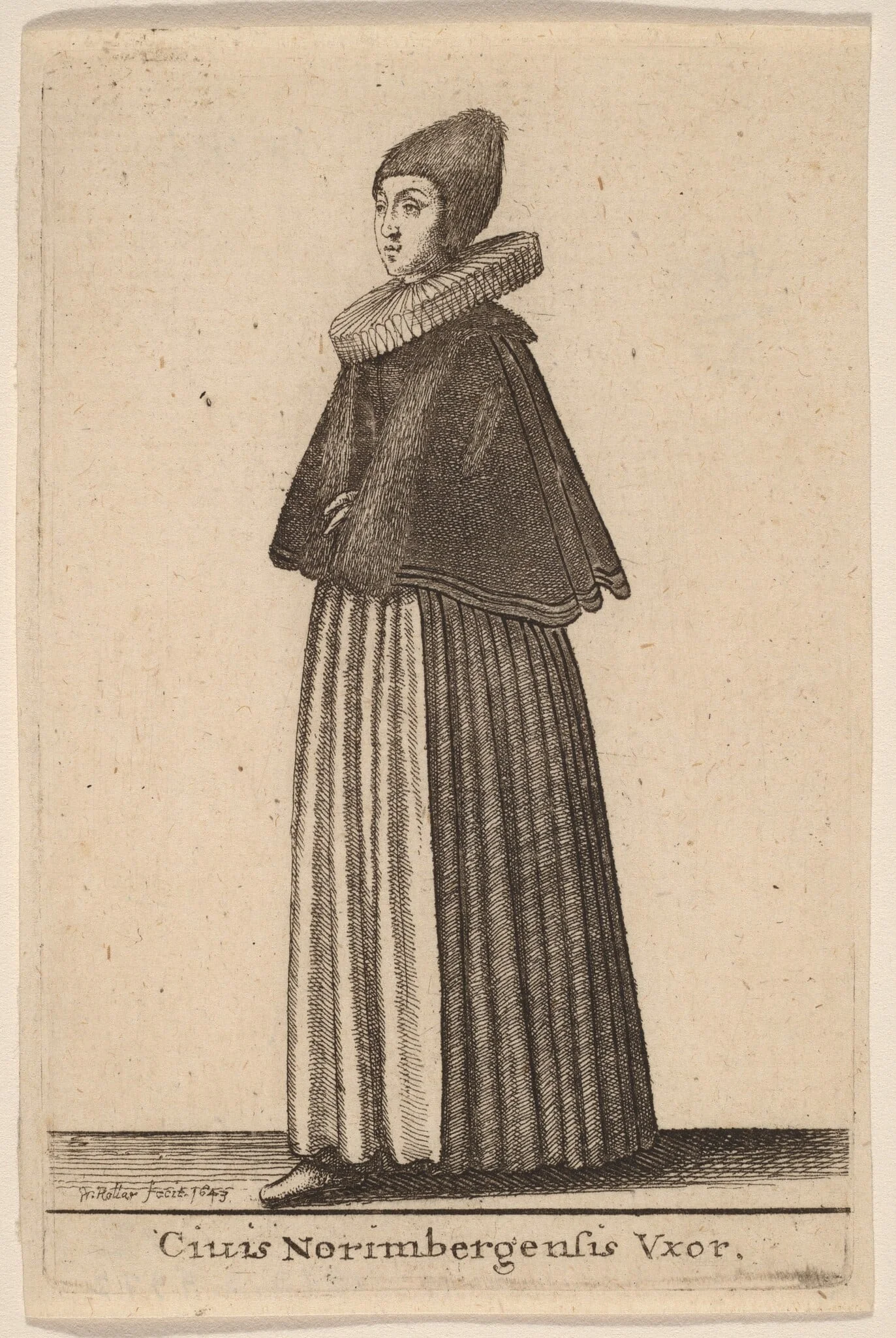 Ciuis Norimbergensis Vxor, by Wenceslaus Hollar, ink, 1643
