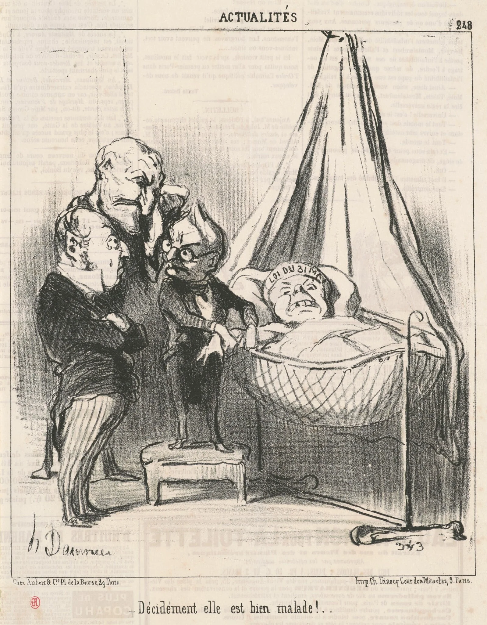 Décidément elle est bien malade!, by Honoré Daumier, ink, 1851