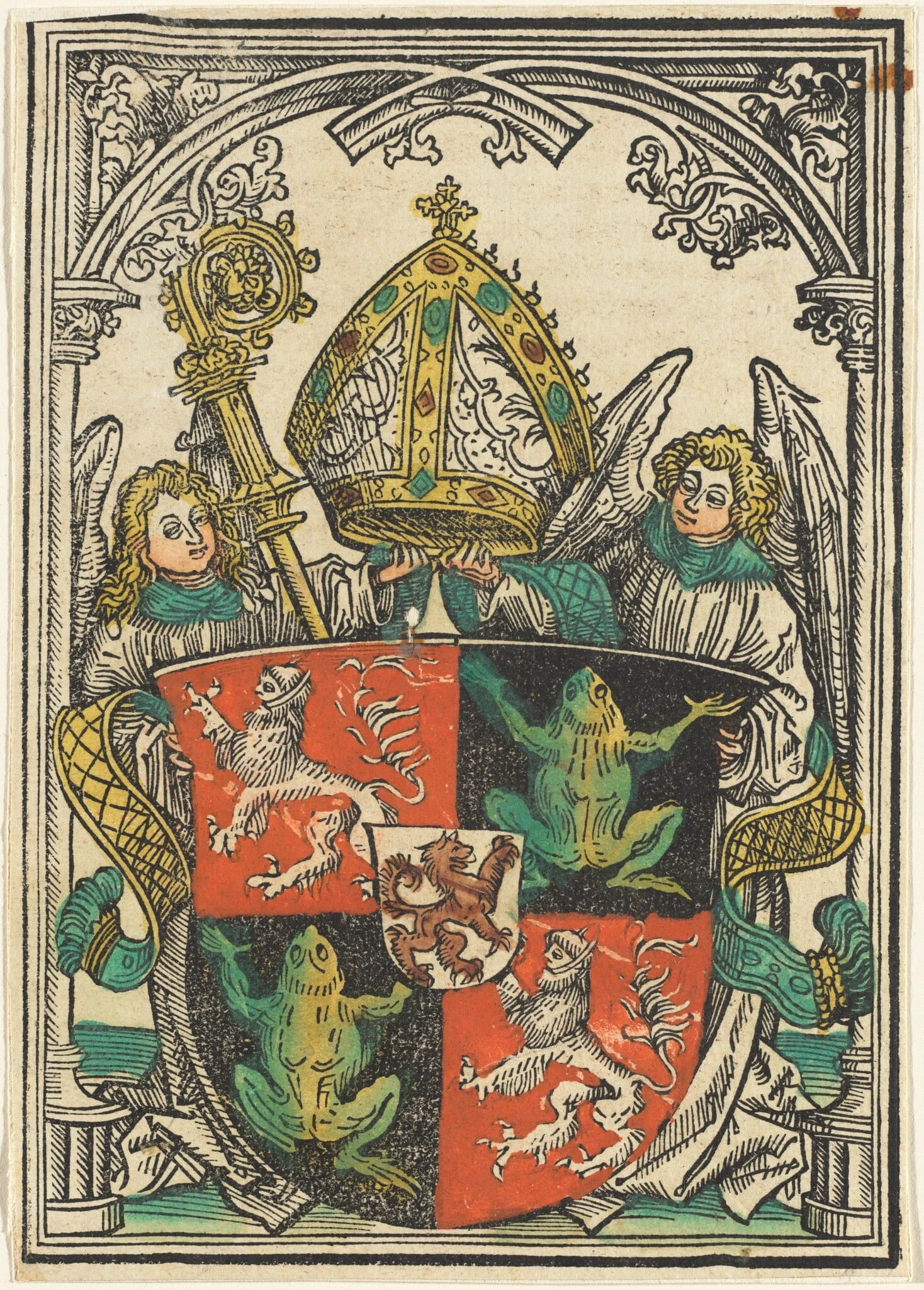 The Coat of Arms of Wigeleus von Fröschel, Bishop of Passau, by Hans Burgkmair the Elder, ink, 1503